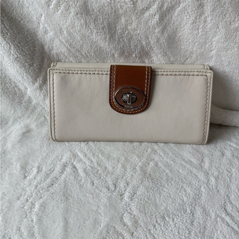Coach Cream and Brown Women's Wallet